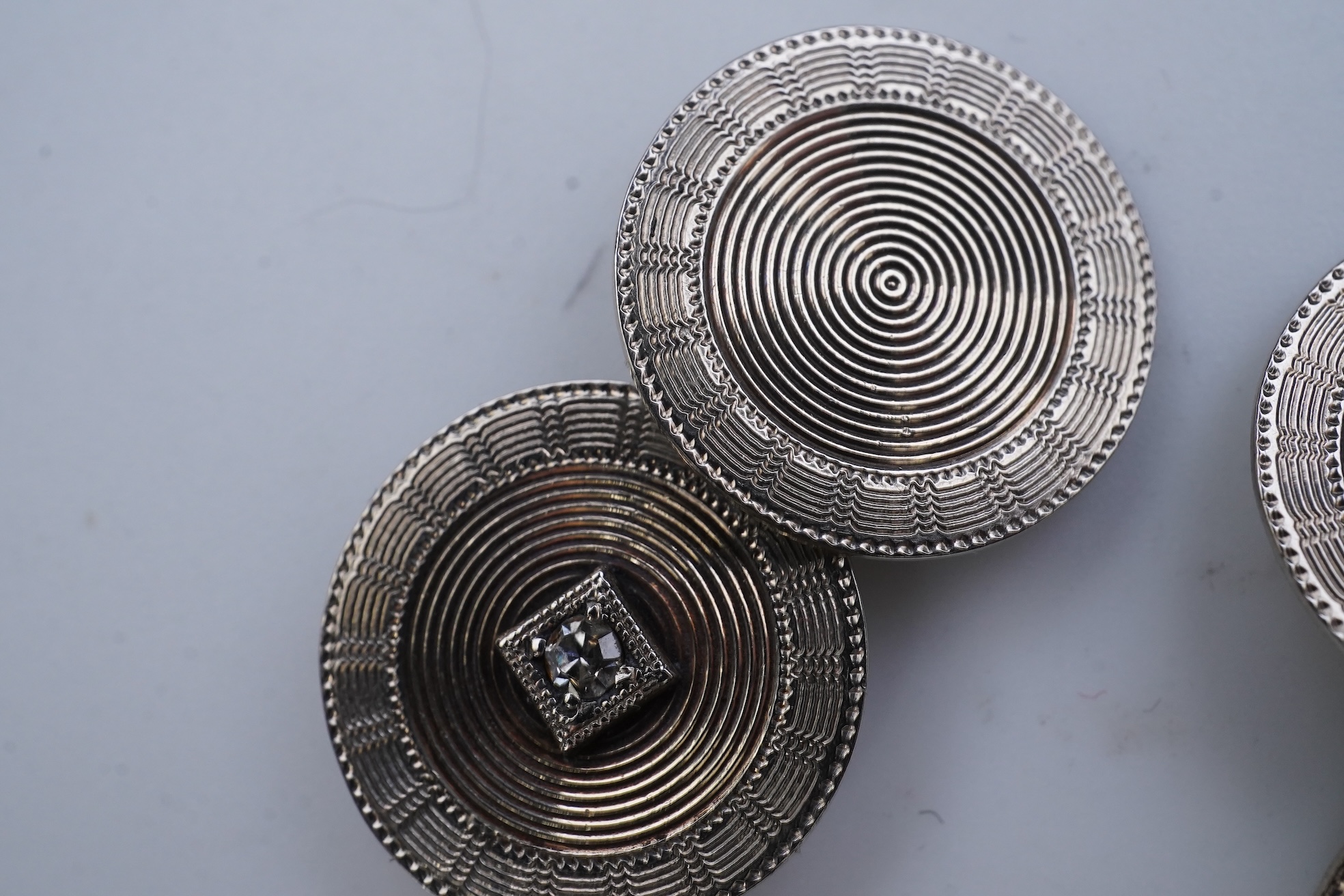 Zeithing, a pair of Art Deco gold and diamond cufflinks, Newark, New Jersey, 1920s